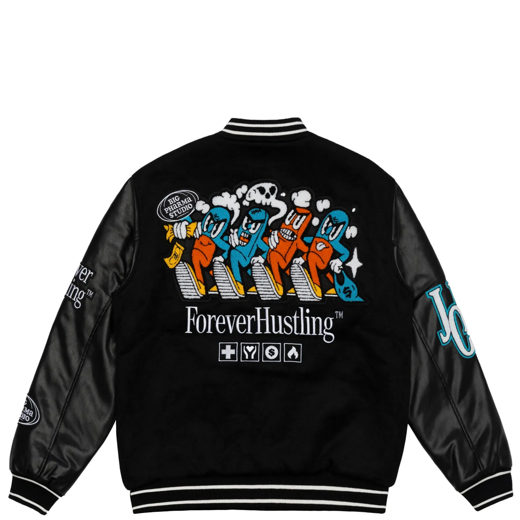 Vestes|JACKER BIG PHARMA VARSITY JACKET - BLACK
