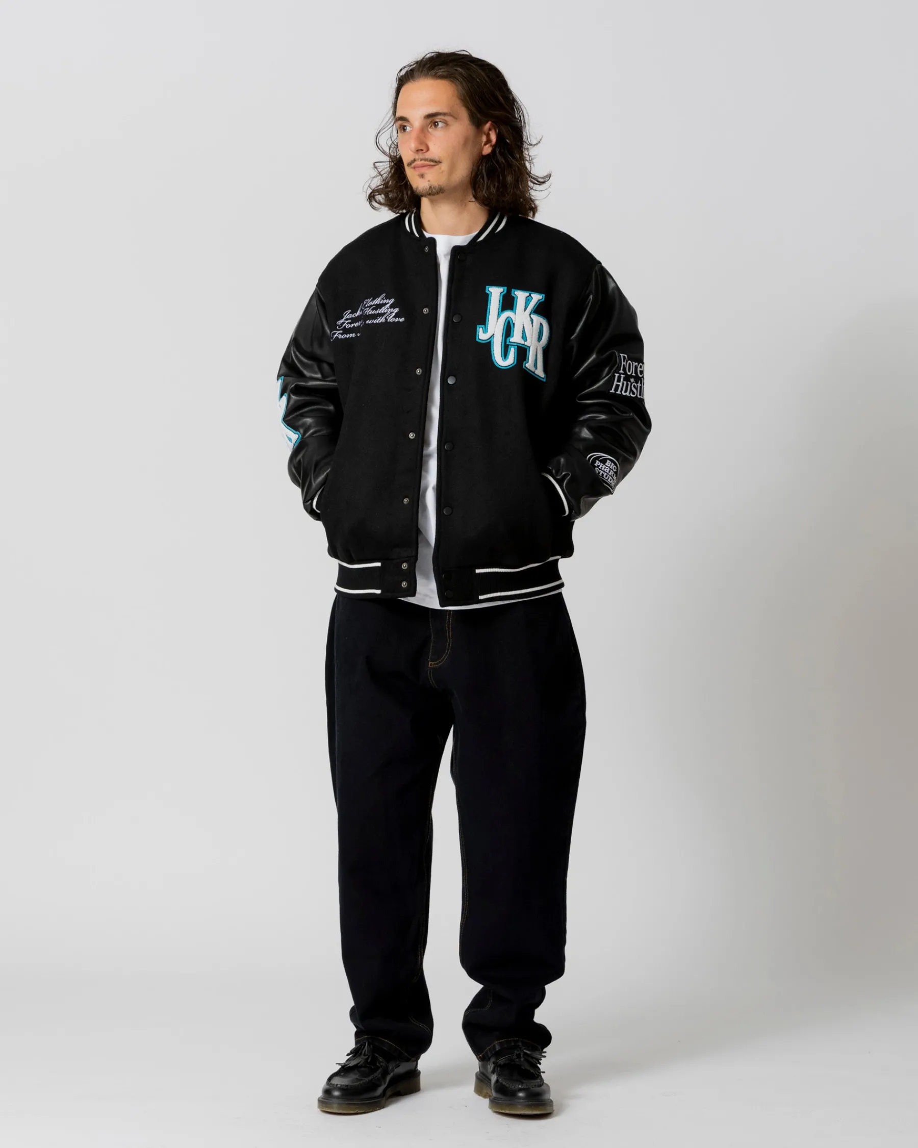 Vestes|JACKER BIG PHARMA VARSITY JACKET - BLACK