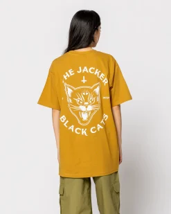 T-shirts|JACKER BLACK CATS - T-SHIRT - MUSTARD