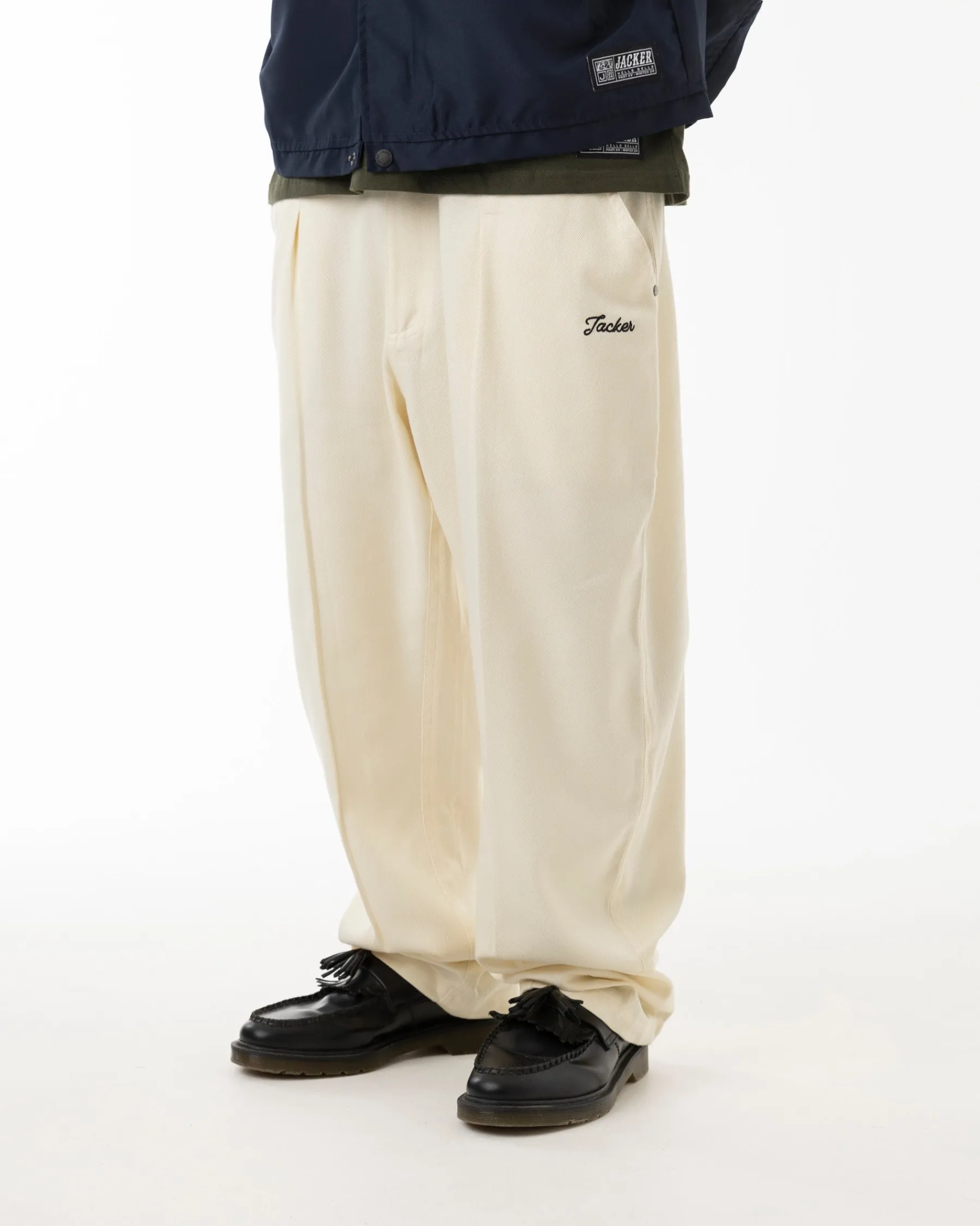 Pantalons & Shorts|JACKER CLIP BAGGY PANT - WHITE