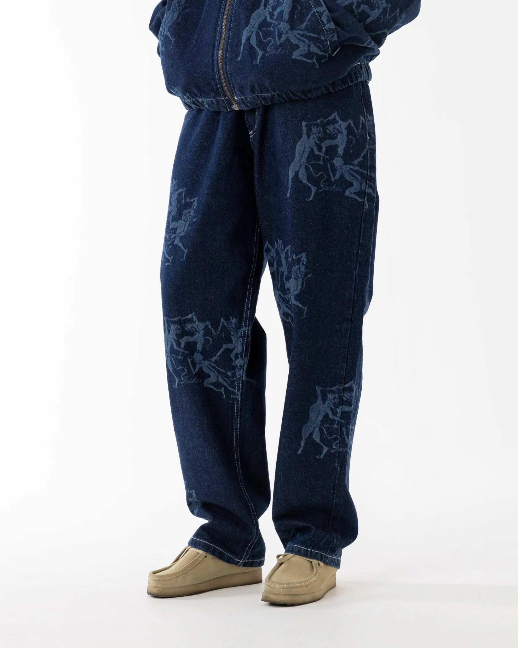 Pantalons & Shorts|JACKER DEVILS DANCE DENIM BAGGY PANT - AOP