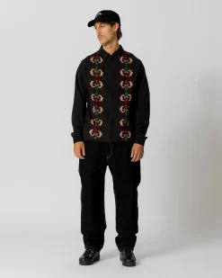 Knit|Polos|JACKER DOLPHIN CLUB FULL ZIP KNIT POLO - BLACK