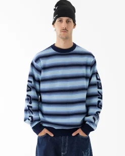 Sweats|Knit|JACKER EURO STRIPE KNIT - BLUE