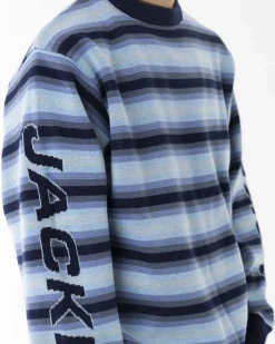 Sweats|Knit|JACKER EURO STRIPE KNIT - BLUE