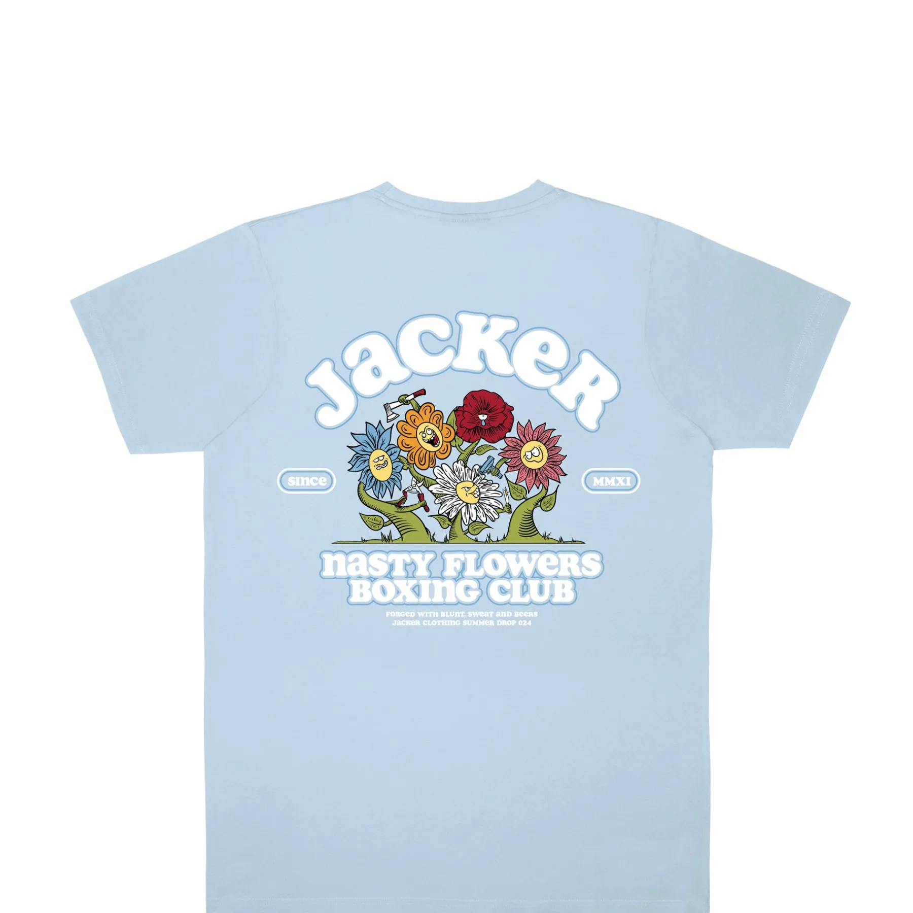 T-shirts|JACKER FIGHT FLOWER T-SHIRT - BLUE