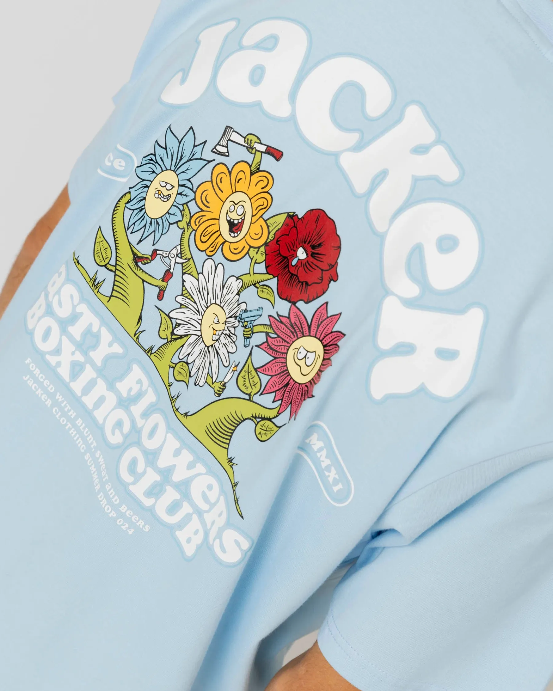 T-shirts|JACKER FIGHT FLOWER T-SHIRT - BLUE
