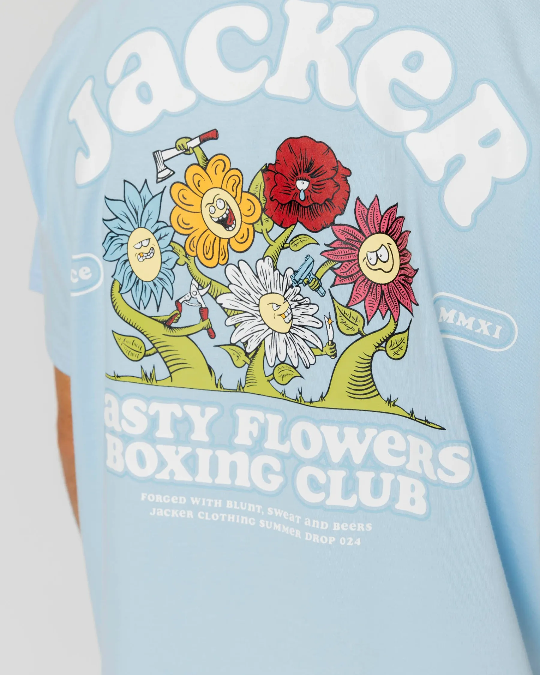 T-shirts|JACKER FIGHT FLOWER T-SHIRT - BLUE