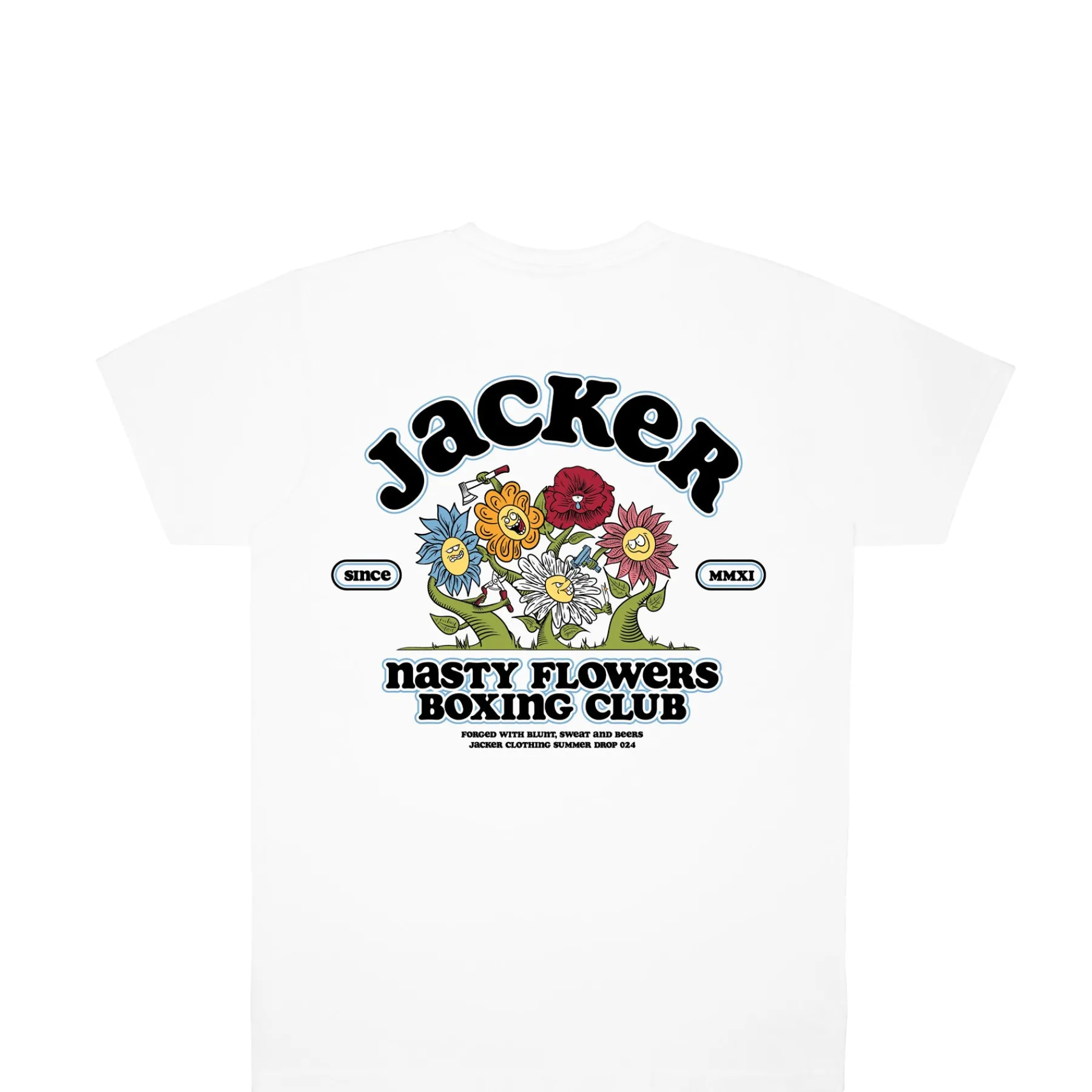 T-shirts|JACKER FIGHT FLOWER T-SHIRT - WHITE