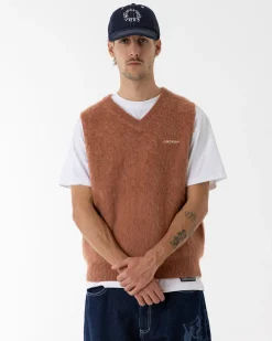 Knit|JACKER GRAND PA SLEEVELESS MOHAIR - BROWN