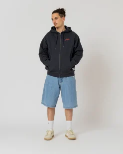 Pantalons & Shorts|Denim|JACKER SERIF LOGO DENIM BAGGY SHORT - BLUE