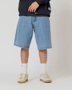 Pantalons & Shorts|Denim|JACKER SERIF LOGO DENIM BAGGY SHORT - BLUE