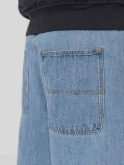 Pantalons & Shorts|Denim|JACKER SERIF LOGO DENIM BAGGY SHORT - BLUE