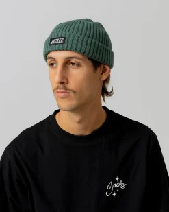Headwear|JACKER TEAM LOGO SHORT BEANIE - TEAL